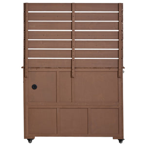 English Elm (assembly Video) Topmax Solid Fir Outdoor Potting Bench Grill Cart with Hutch Storage Brown N717P404333D
