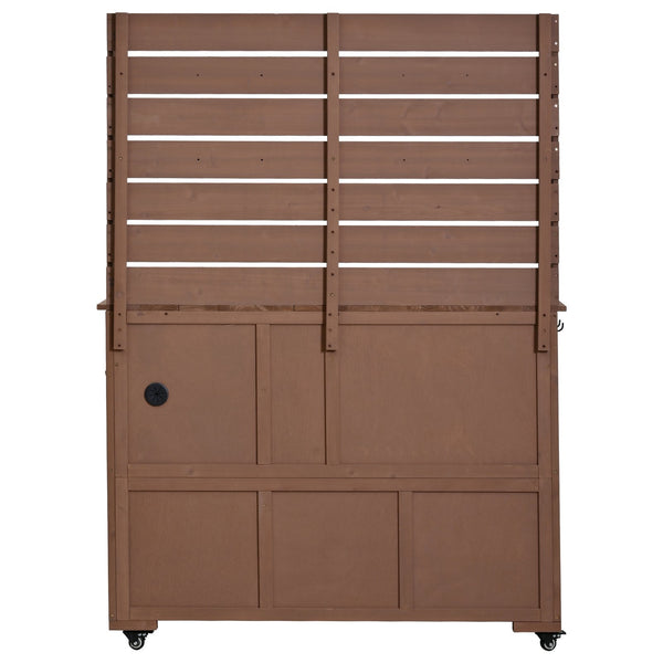 English Elm (assembly Video) Topmax Solid Fir Outdoor Potting Bench Grill Cart with Hutch Storage Brown N717P404333D