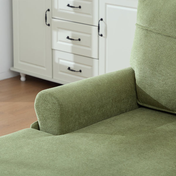 English Elm Modern Chenille Fabric Recliner Chaise Lounge Sofa with High-Resilience Foam, 550LB Capacity, Cozy Plush Backrest and Armrests for Living Room Relaxation Olive Green W395P371338
