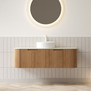 English Elm Dina Floating Bathroom Vanity with Crystal Glass Basin and Sintered Stone Top W2615S00342