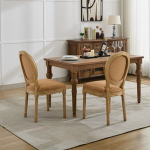 English Elm A&A French Style Solid Wood Dining Chair with Antique Paint, Linen Rattan Back, Plush Cushioning W1143P323330 W1143P323330