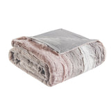 Madison Park Zuri Glam/Luxury Oversized Faux Fur Throw MP50-6235 Blush/Grey