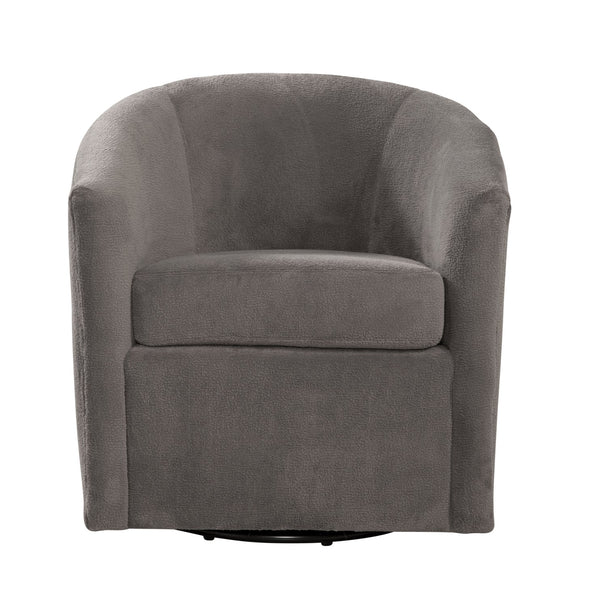 English Elm Oaklynn Barrel Swivel Accent Chair in Durable Performance Fabric — Stain-Resistant, 360° Comfort Ash Brown B050P281007