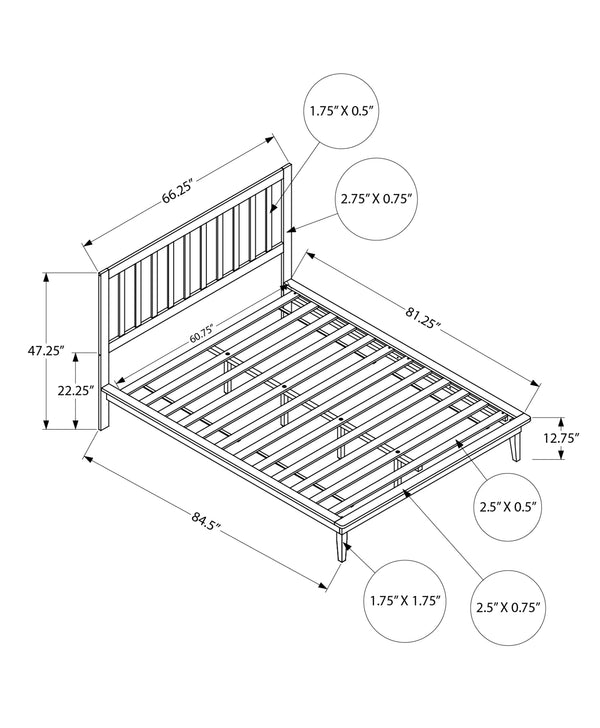 English Elm Bed, Queen Platform Bed Frame with Solid Wood Slats, Contemporary Open Frame Design, Sturdy 600 lb Capacity White 86 L x 12 W x 8 H B2710P287059