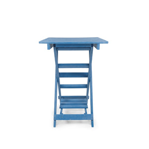 English Elm Summit Ridge Recycled Hdpe Outdoor Folding Bar Table Weather Resistant Eco Patio Blue B2745P409711