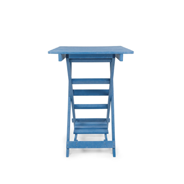 English Elm Summit Ridge Recycled Hdpe Outdoor Folding Bar Table Weather Resistant Eco Patio Blue B2745P409711