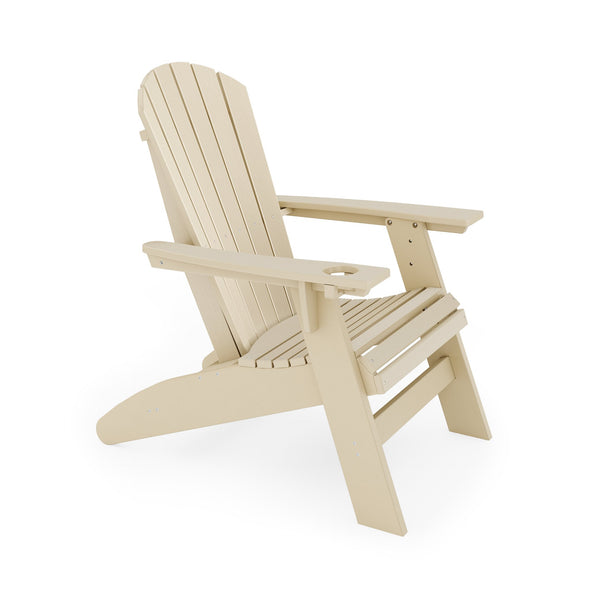 English Elm Adirondack Hdpe Poly Lumber Chair with Cup Holder for Patio Garden Poolside Beige B195P198768
