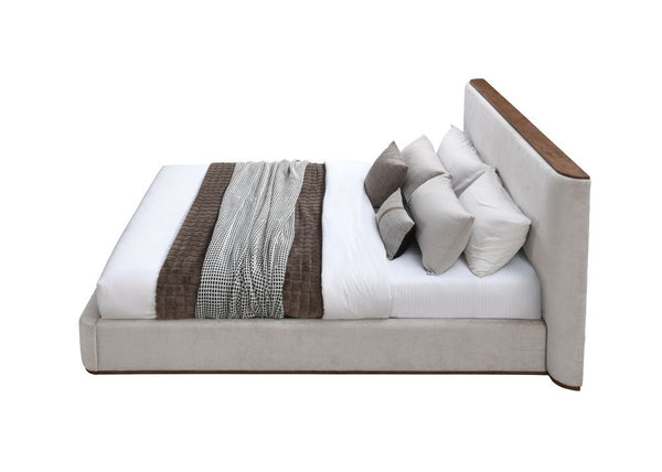English Elm Orane Fully Upholstered Eastern King Bed Gray Fabric Modern Low Profile Bedroom B2756S00020