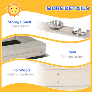 English Elm Outsunny Wooden Kids Sandbox with Tilting Canopy and Built-in Kitchen Playset W2225P200480