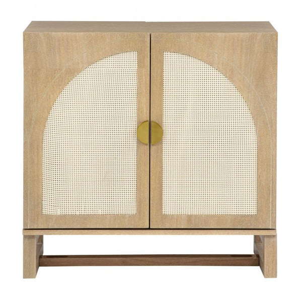 English Elm Boho Rattan Arched Sideboard with Soft Close Doors and Oak Finish for Any Room B011P474819