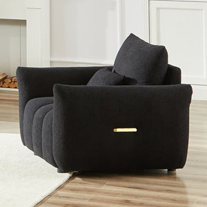 English Elm MH36.8''Teddy Modern lounge chair sofa with plush teddy upholstery, supportive wooden arms, 250lb capacity Black W1193P314001