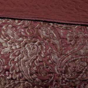 English Elm 5 Piece Aubrey Reversible Jacquard Bedspread Set King with Paisley Motif, Gold Sheen, Quilted Elegance Burgundy 22.83 L x 18.11 W x 8.27 H B03597643