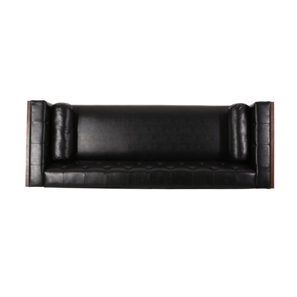 English Elm 3-seater Diamond Tufted Contemporary Sofa Deep Seated Living Room Couch with Pillows Black 70630.00AMDNT_70630.00BMDNT