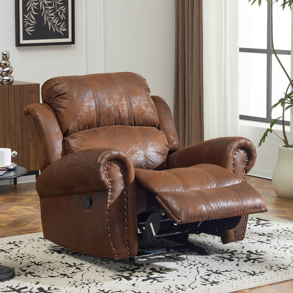English Elm Christopher Knight Home® - 40.75" Wide Suede Manual Glider Recliner Chair with Rolled Arms, Microfiber Comfort & Infinite Positions Brown N763P264499D