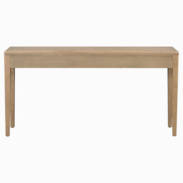 English Elm U_style Oak Veneer Console Table with Three Wave Drawers for Entryway or Foyer Natural N711P401926N