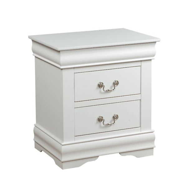 English Elm 1pc Classic Two-Drawer Nightstand with Brushed Nickel Pulls — Compact Wooden Bedside Storage, No Assembly Required White 18.5 L x 23.5 W x 27 H B2741P322601