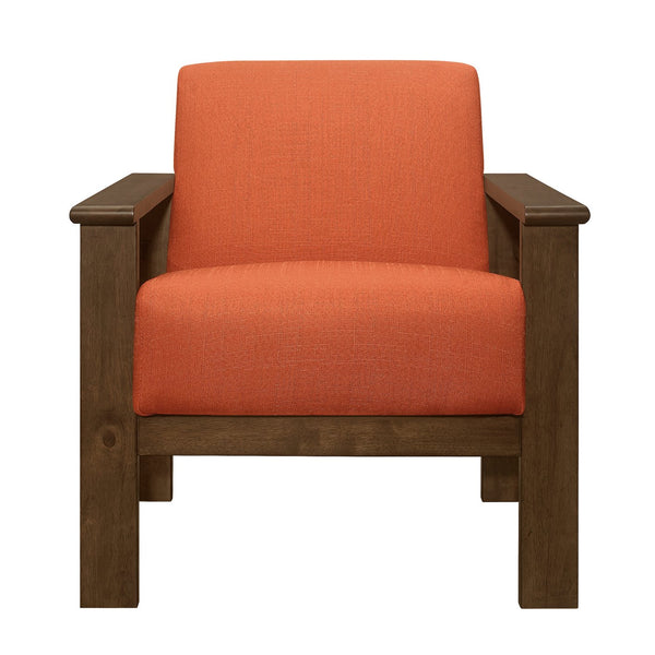 English Elm Orange Helena Accent Chair Walnut Finish with Storage, Arts & Crafts Padded Orange Fabric Seat Back B011P256311