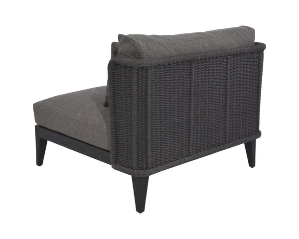 Sunpan Ibiza Armless Outdoor Lounge Chair – Stylish Charcoal Weave & Gracebay Grey Cushion For Comfort Grey Fabric 109498
