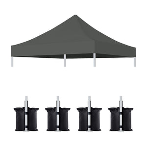 English Elm 10x10 Heavy-Duty Canopy Replacement Top with 4 Pack Sandbag Weight Bags Waterproof UV50+ Protection Gray W419P287602
