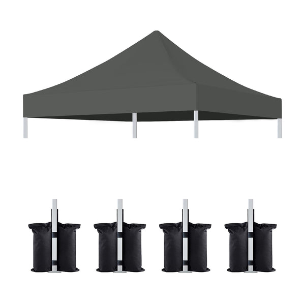 English Elm 10x10 Heavy-Duty Canopy Replacement Top with 4 Pack Sandbag Weight Bags Waterproof UV50+ Protection Gray W419P287602