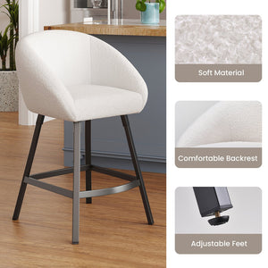 English Elm Bar Upholstered Counter Stool Set of 2 with Back and Armrests, Velvet Seat, 27" Comfort Height, Durable Beige T3623P407964