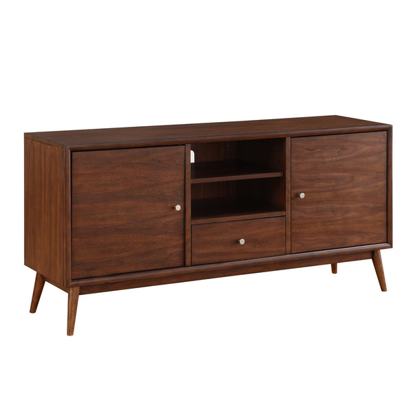 English Elm 1pc 64" TV Stand Brown Finish with Drawers & Adjustable Shelves, Mid-Century Media Console Table B011P289716