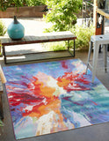 Unique Loom Outdoor Modern Monteverde Machine Made Abstract Rug Multi, Green/Light Blue/Light Green/Olive/Orange/Peach/Purple/Red/Rust Red/Yellow/Pink/Violet/Blue 10' 0" x 12' 0"
