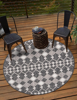 Unique Loom Outdoor Trellis Traliccio Machine Made Trellis Rug Charcoal, Ivory/Gray 10' 0" x 10' 0"