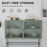 English Elm Mint Green Sideboard Storage Cabinet With Two Fluted Glass Doors Detachable Shelves Bottom Space For Living Room, Office, Dinging Room and Entryway (Old Sku:W68743733)