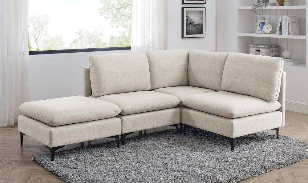 English Elm Linen Upholstered Modular Sectional Sofa with Black Metal Legs for Modern Living Almond B2748S00095