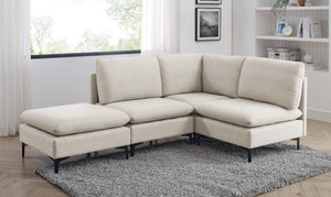 English Elm Linen Upholstered Modular Sectional Sofa with Black Metal Legs for Modern Living Almond B2748S00095