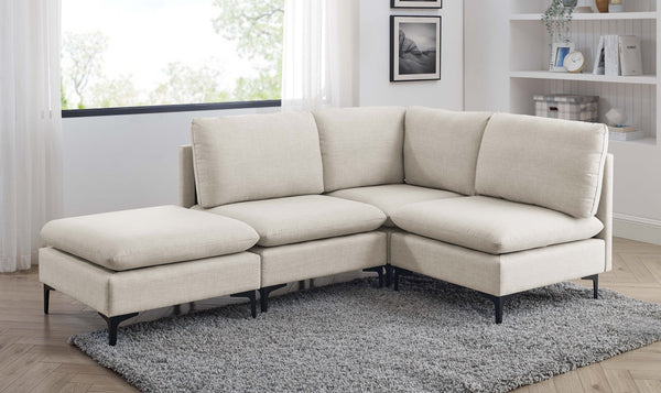 English Elm Linen Upholstered Modular Sectional Sofa with Black Metal Legs for Modern Living Almond B2748S00095