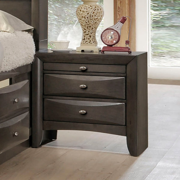 English Elm Gray Nightstand 2-Drawer Solid Wood Bedside Table with Knob Pulls, Transitional Gray Finish, 25.5"W x 17"D x 25.5"H B2741P357506
