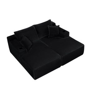 English Elm 75" Cloud Sectional with Double Chaise Deep Seat Plush Upholstered Modern Lounge Sofa W3975S00052