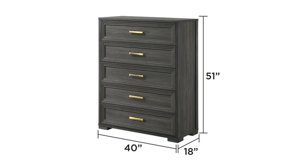 English Elm Colorado Queen Bedroom Set with Led Upholstered Headboard Wood Frame 5 Piece B009S02322