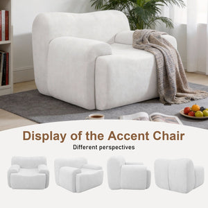 English Elm Wide Chenille Accent Chair Oversized Cozy Seat for Bedroom Living or Studio Spaces Beige W5385P433247