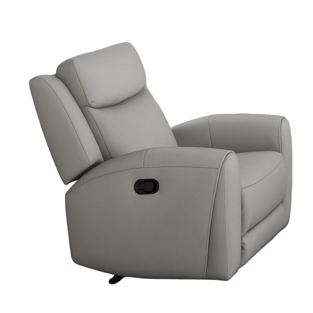English Elm Contour Jacobus Manual Recliner Light Gray Leather Wide Seat Durable Frame High-Density Foam Comfort B2741P385162