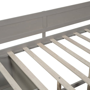 English Elm Full Size Daybed with Storage Drawers Open Shelves Low Profile Contemporary Frame Gray LP102023AAE