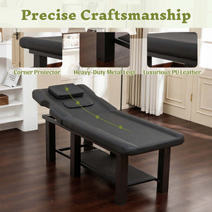 English Elm Spa Salon Massage Table Steel Frame Pu Leather Adjustable Backrest Bottom Shelf Storage W1422P382933