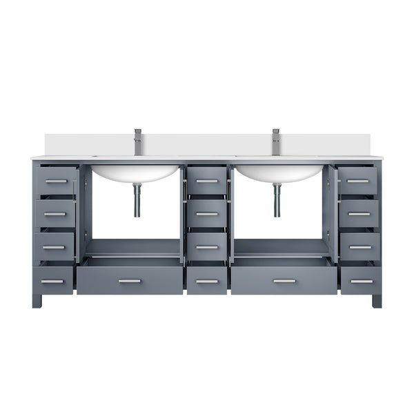 English Elm Dark Grey Double Bath Vanity With Cultured Marble Top, Chrome Faucet, And Abundant Storage Solutions B2731P259155