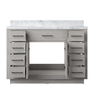 English Elm White Oak Single Bath Vanity 48" W X 22" D With Luxurious Carrara Marble Top & Soft-Close Drawers B2731P257717-GIGA