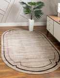 Unique Loom Oasis Fountain Machine Made Border Rug Brown, Beige/Light Brown/Ivory 8' 0" x 10' 0"