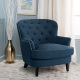 Christopher Knight Home® - Noble House - Tafted Diamond Tufted Dark Blue Fabric Club Chair