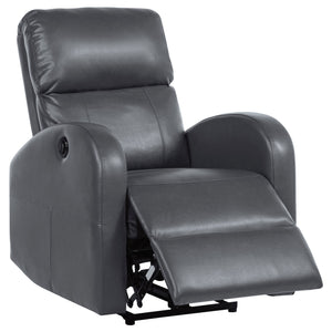 English Elm Meglia Grey Power Recliner Chair with Faux Leather Upholstery, Button Controls & Rounded Arms for Modern Comfort B062P299795