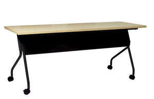 OSP Home Furnishings 6' 6 Foot Flip Top Nesting Training Table with Laminate Work Surface for Classrooms Maple Black 84226BP