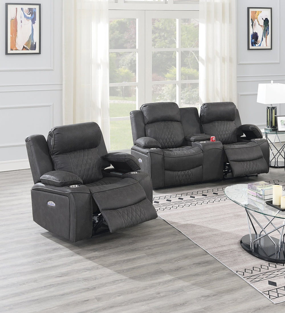 English Elm Contemporary Power Reclining Loveseat Set Leatherette Sofa with Usb and Cup Holders B011S02452