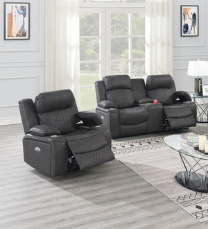 English Elm Contemporary Power Reclining Loveseat Set Leatherette Sofa with Usb and Cup Holders B011S02452