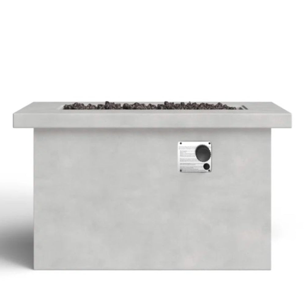 English Elm 24'' Concrete Outdoor Fire Pit Table 50,000 BTU Stainless Steel Burner Lava Rock Compatible Weatherproof Design Gray B120P198399