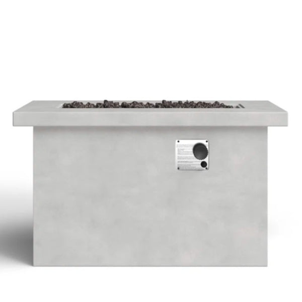 English Elm 24'' Concrete Outdoor Fire Pit Table 50,000 BTU Stainless Steel Burner Lava Rock Compatible Weatherproof Design Gray B120P198399