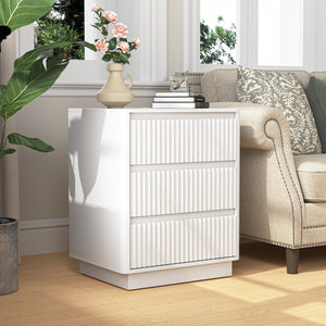 English Elm (set Set of 2 Modern End Tables with Usb-c Charging and Three Drawer Storage for Any Room White W409P414472